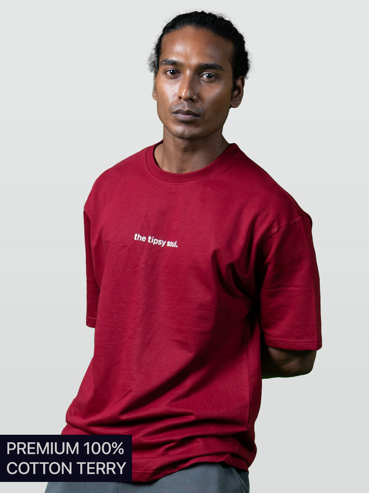 Premium Oversized Maroon Tee - the tipsy soul.