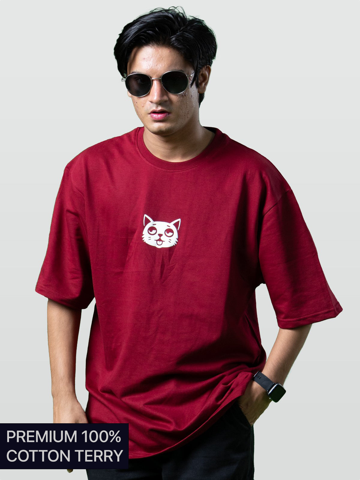 Premium Oversized Maroon Tee : Logo