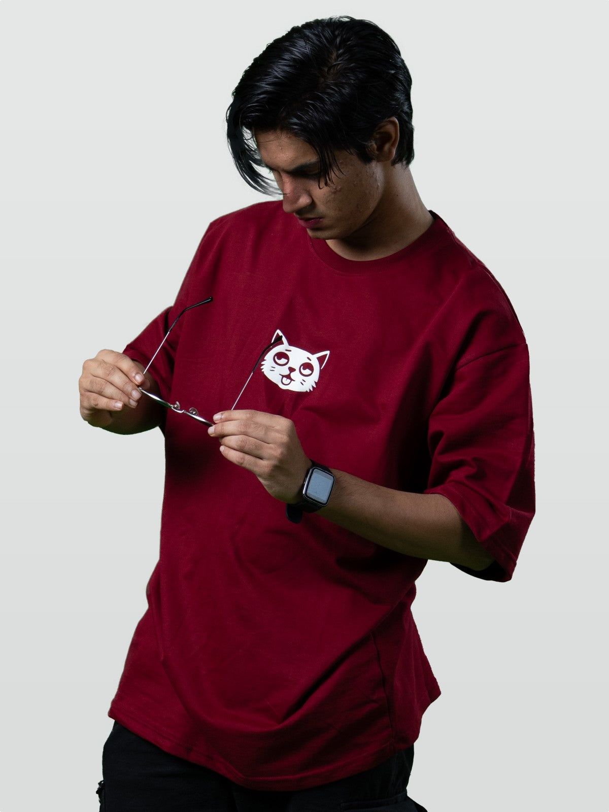Premium Oversized Maroon Tee : Logo