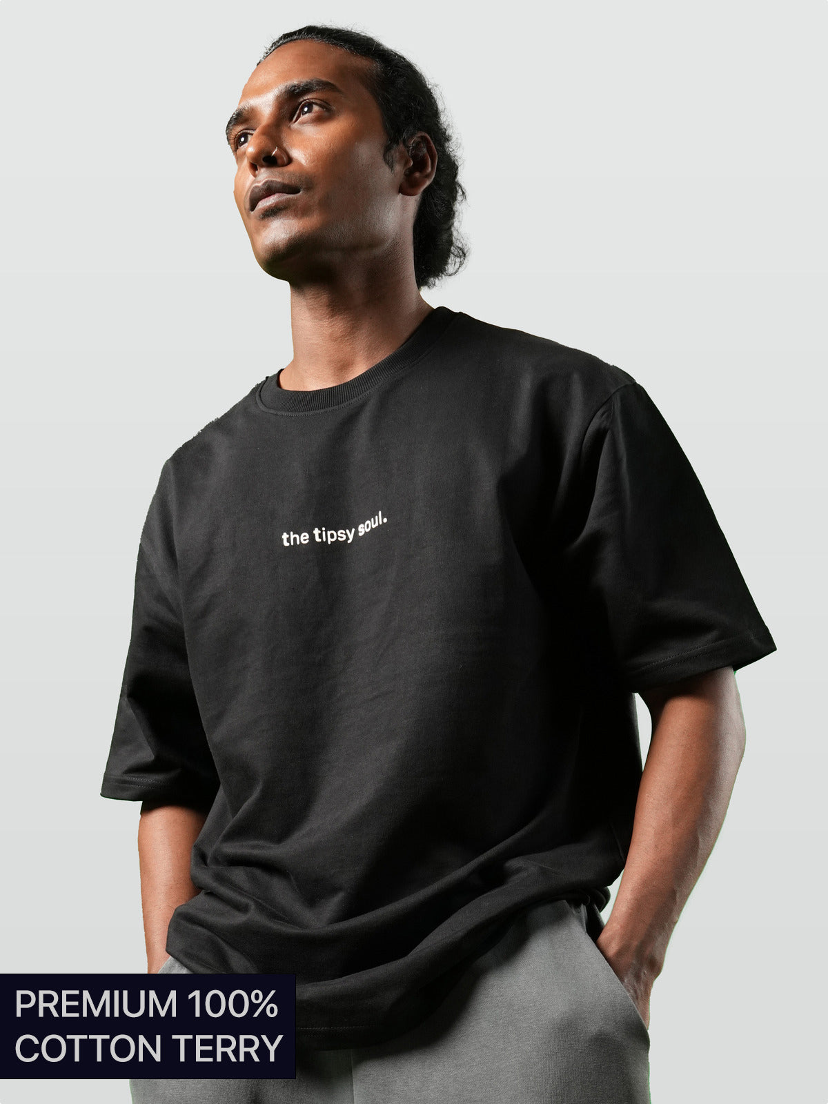 Premium Oversized Black Tee - the tipsy soul.