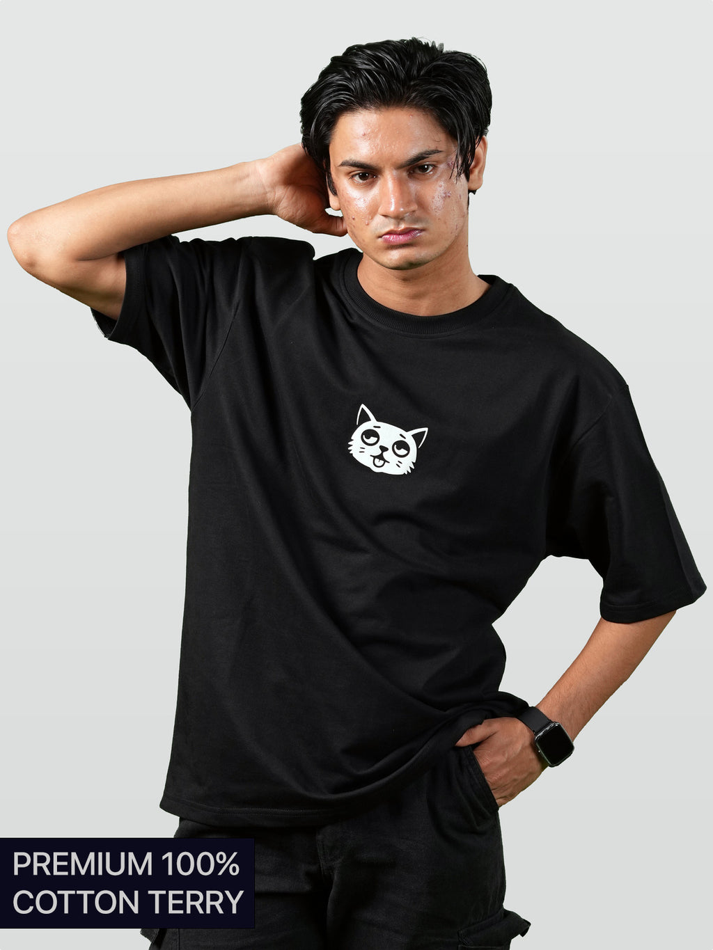 Premium Oversized Black Tee : Logo