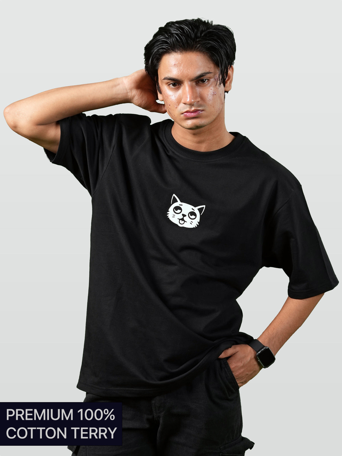 Premium Oversized Black Tee : Logo