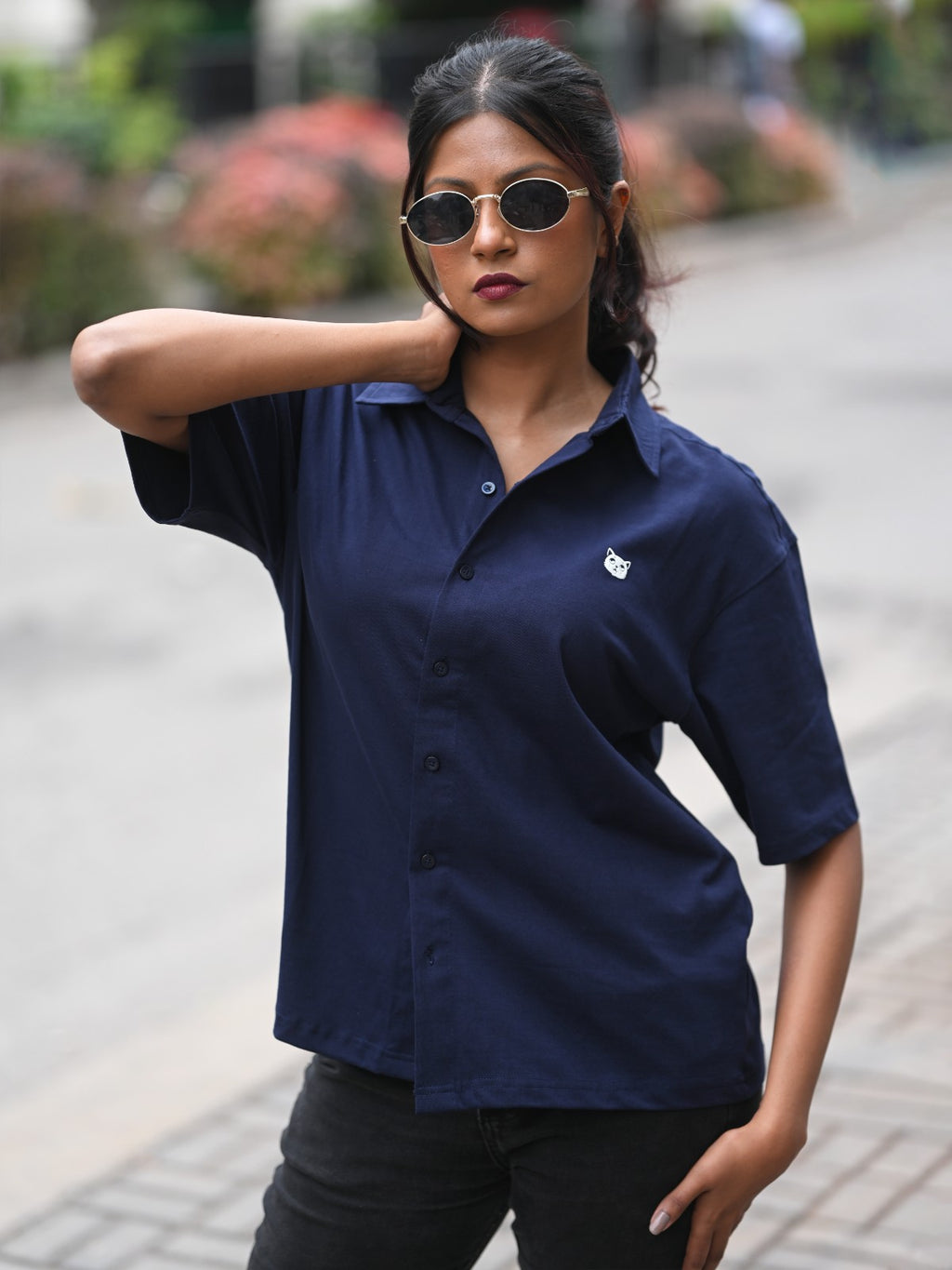 Oversized Shirt: Navy Blue