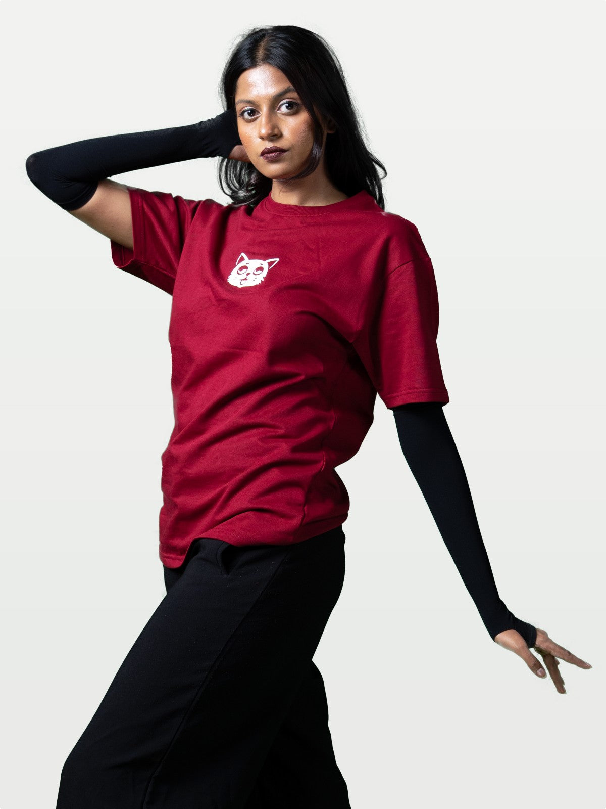 Premium Oversized Maroon Tee : Logo