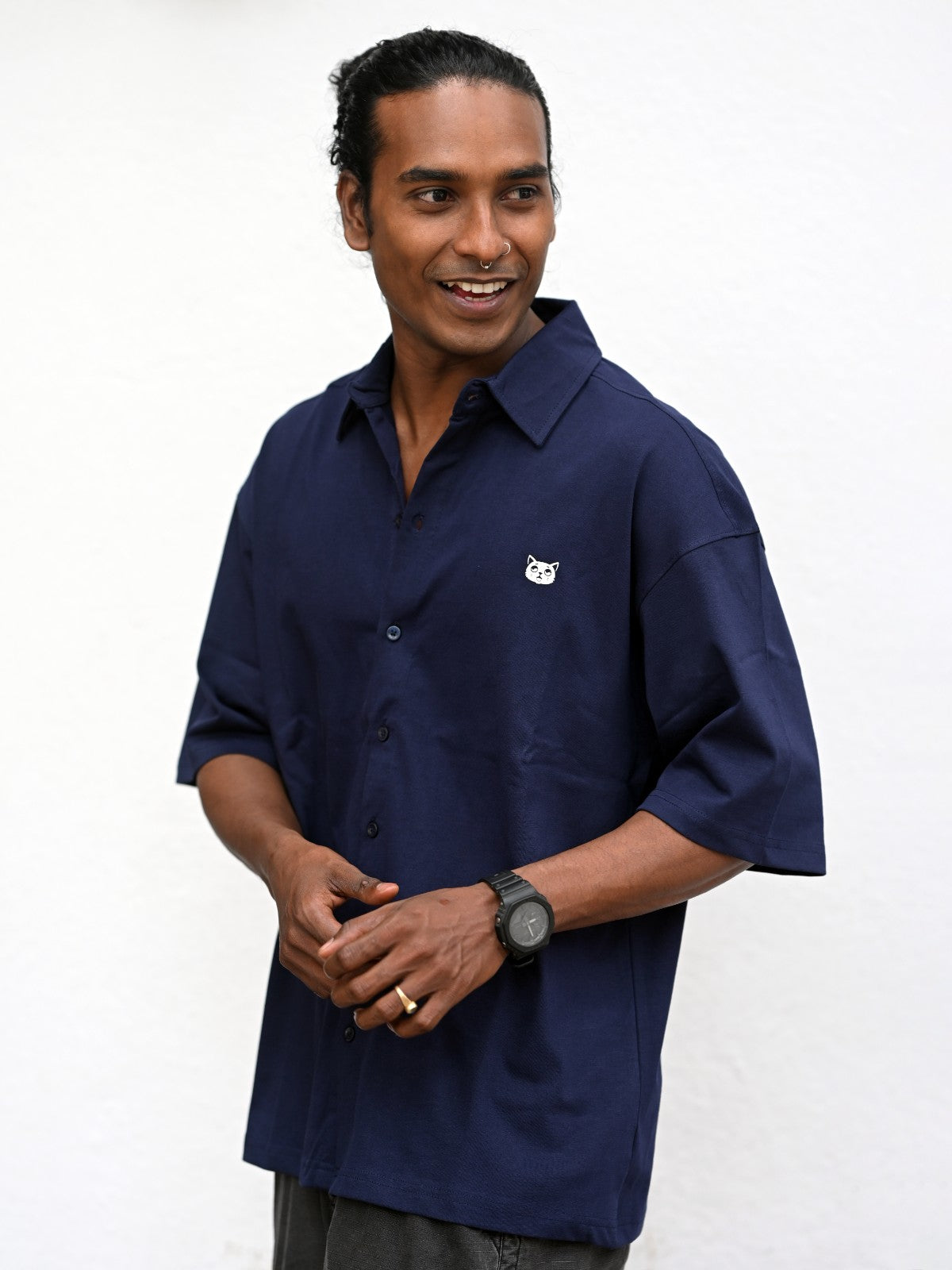 Oversized Shirt: Navy Blue