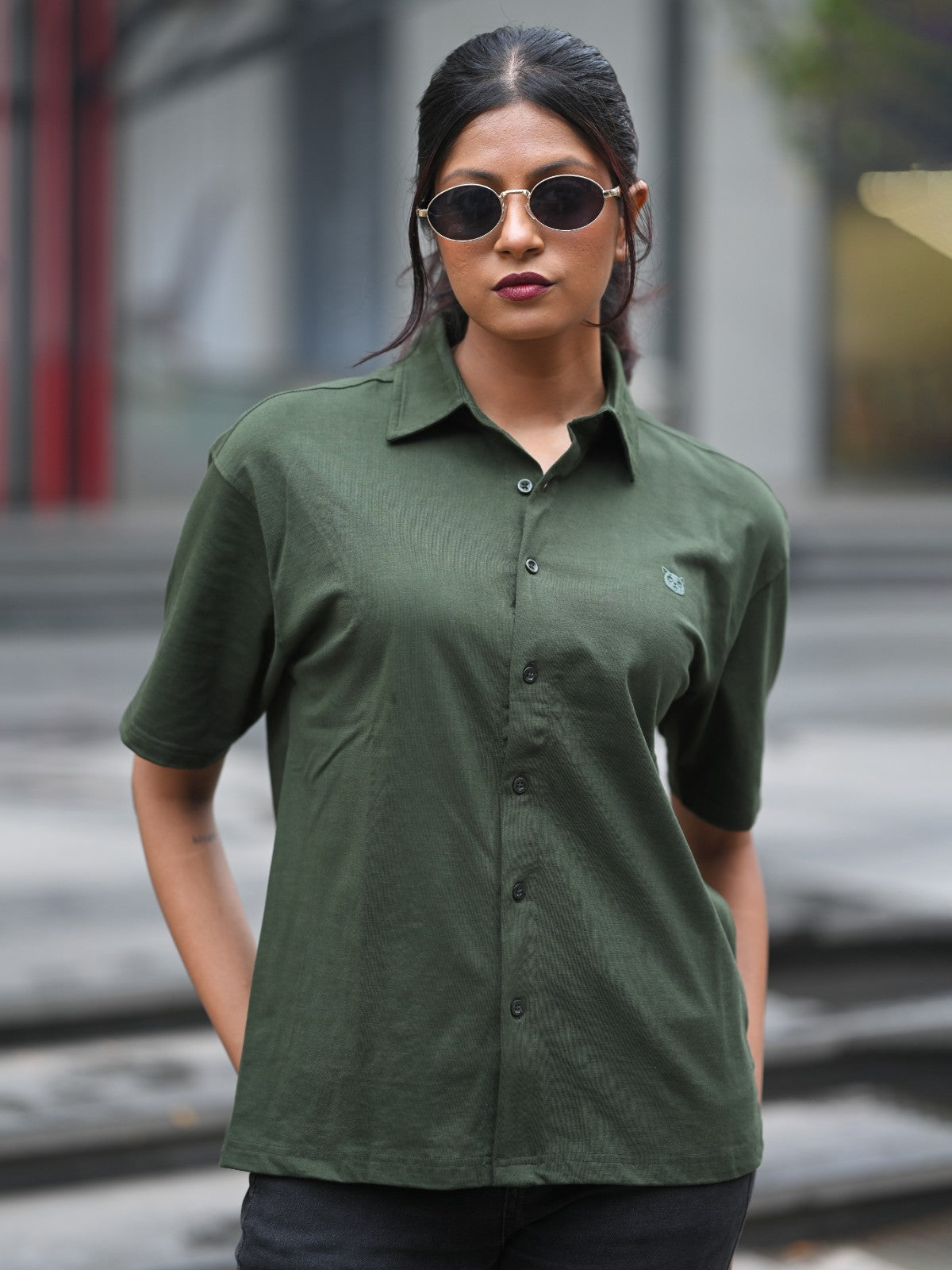 Oversized Shirt: Military Green