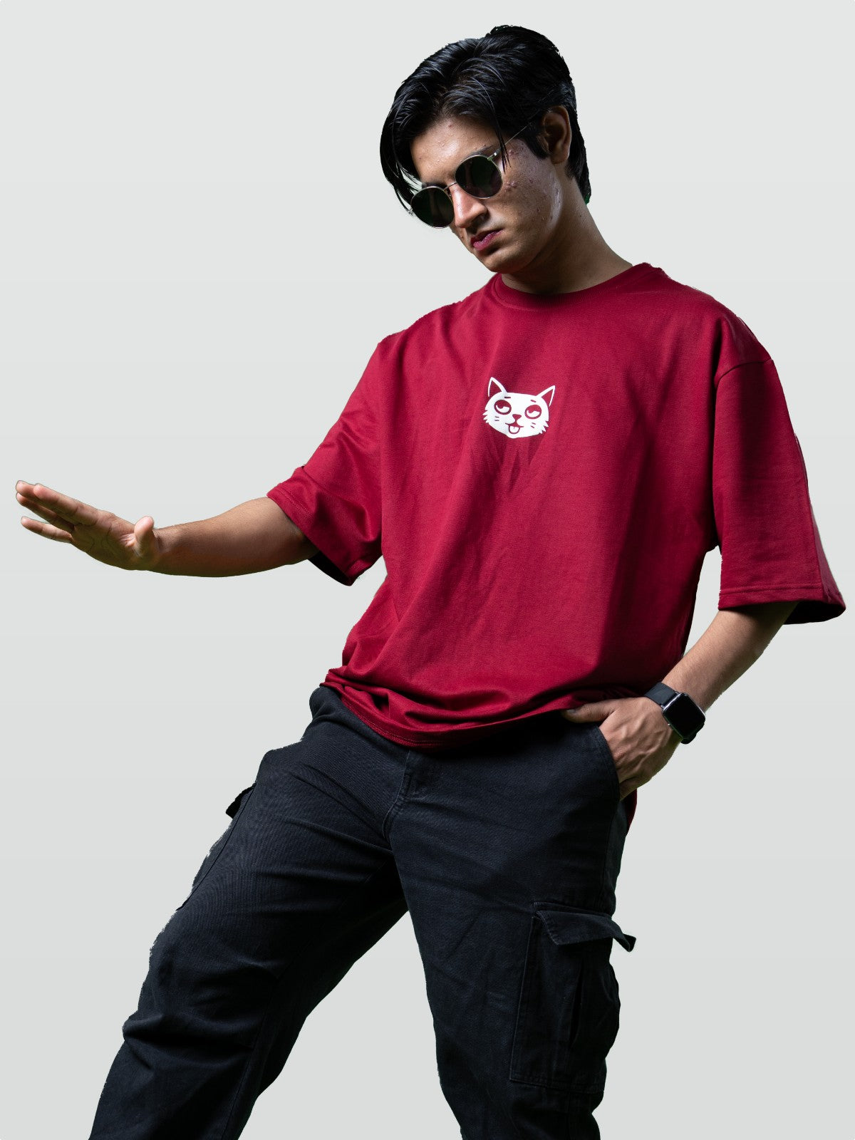 Premium Oversized Maroon Tee : Logo
