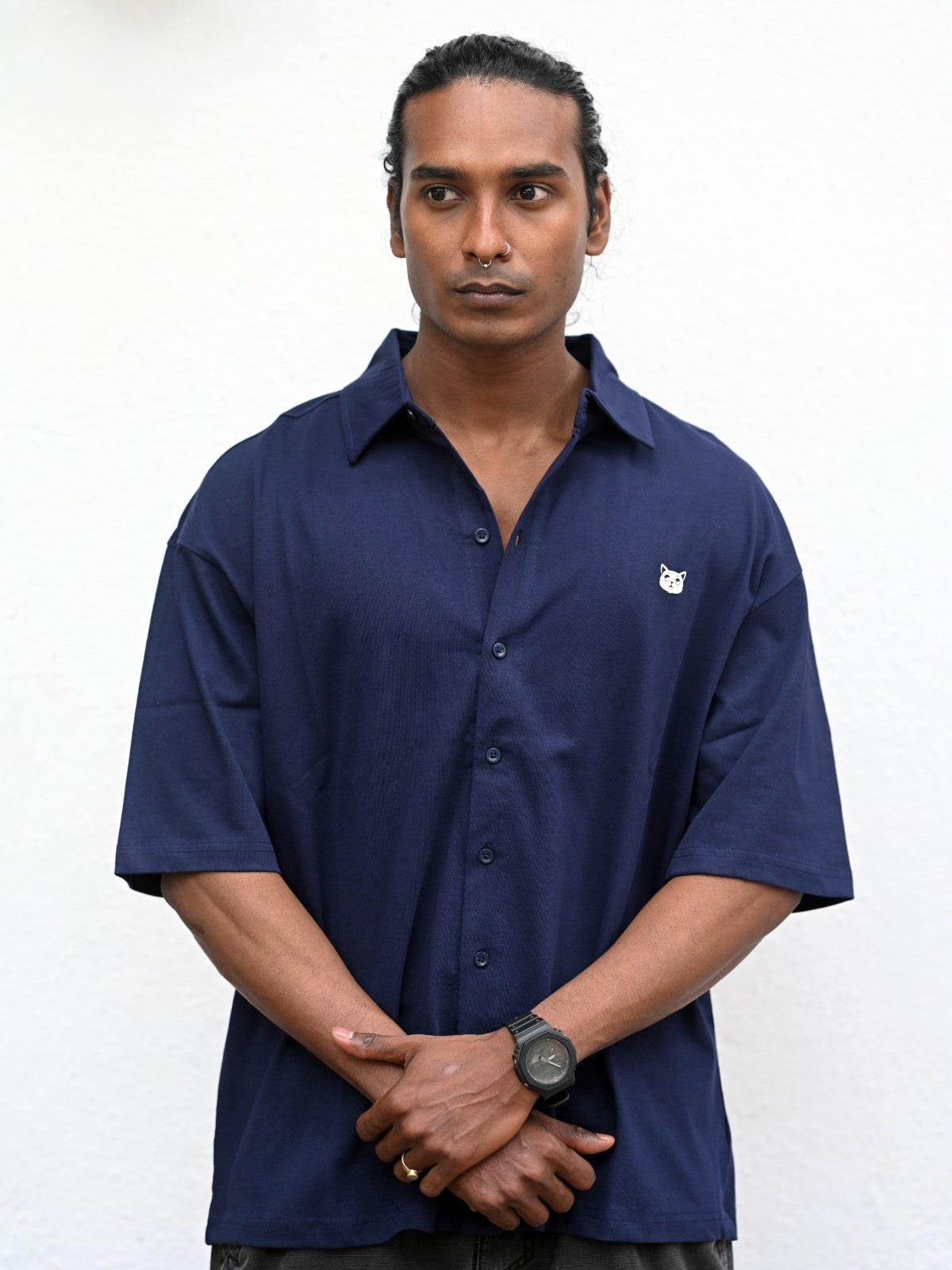 Oversized Shirt: Navy Blue