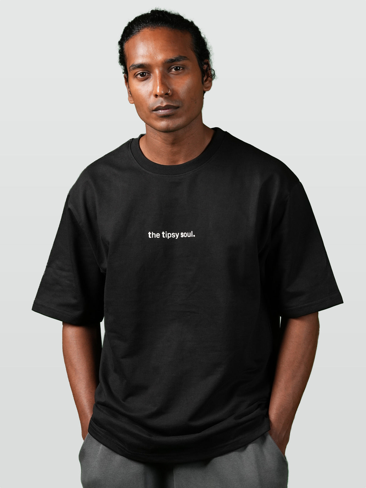 Premium Oversized Black Tee - the tipsy soul.