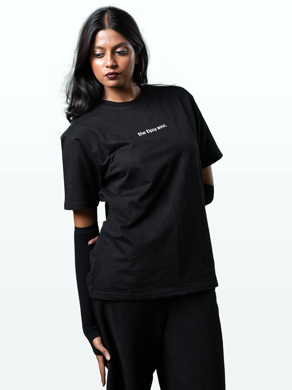 Premium Oversized Black Tee - the tipsy soul.