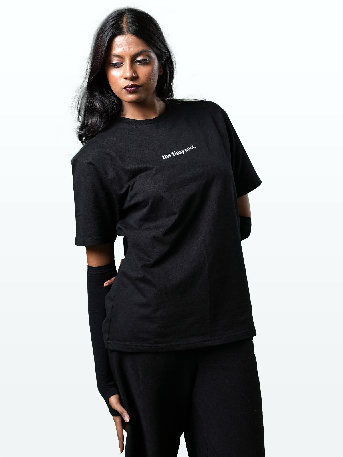 Premium Oversized Black Tee - the tipsy soul.