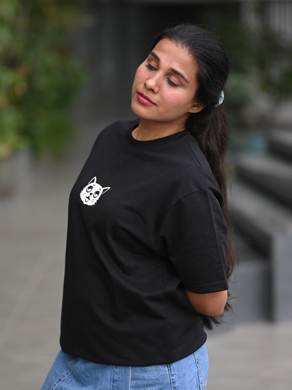 Premium Oversized Black Tee : Logo