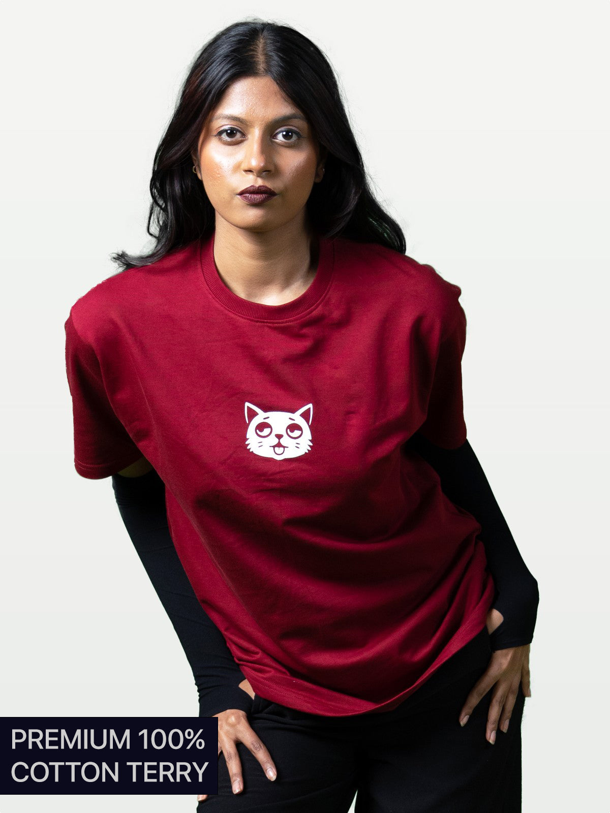 Premium Oversized Maroon Tee : Logo
