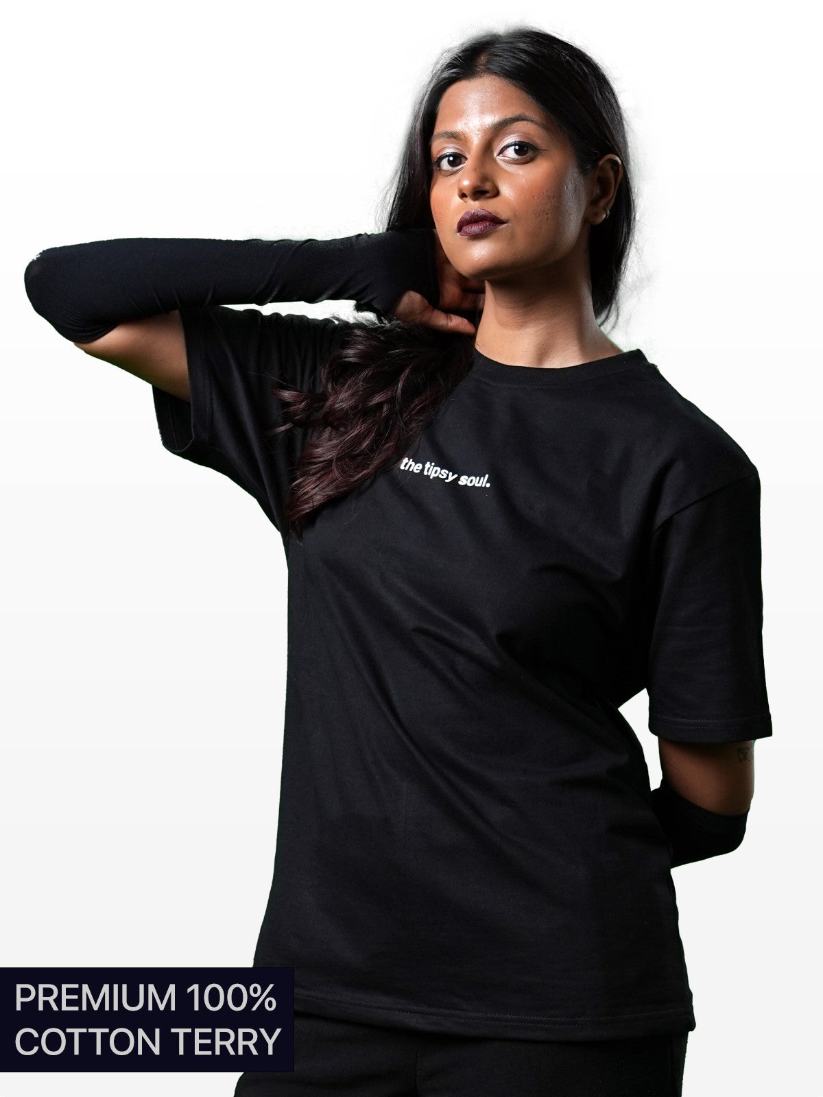 Premium Oversized Black Tee - the tipsy soul.