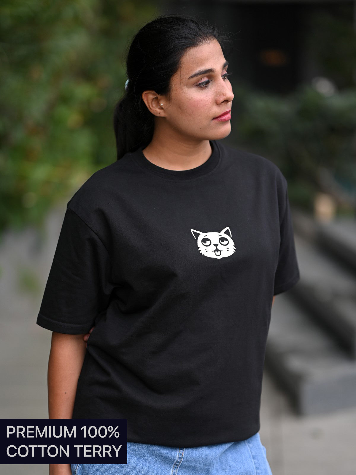 Premium Oversized Black Tee : Logo