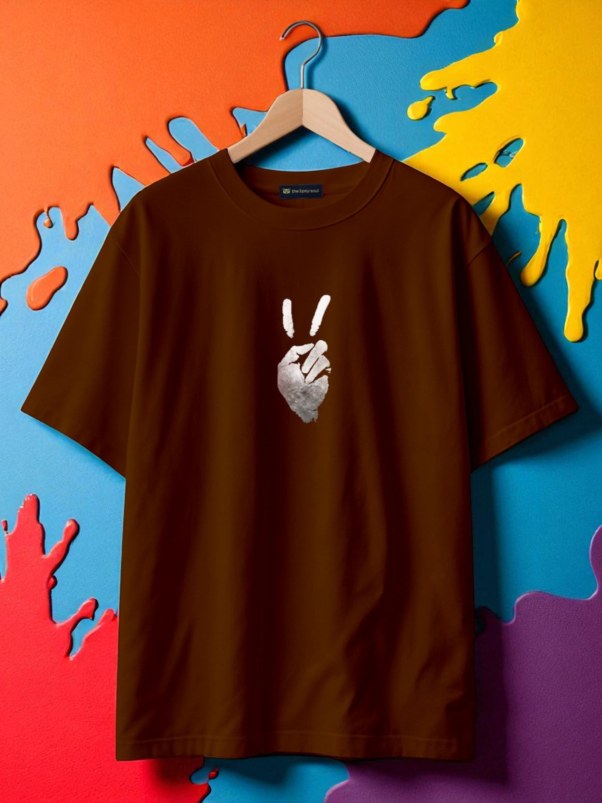 Peace: Boxy Fit Graphic Tee Brown