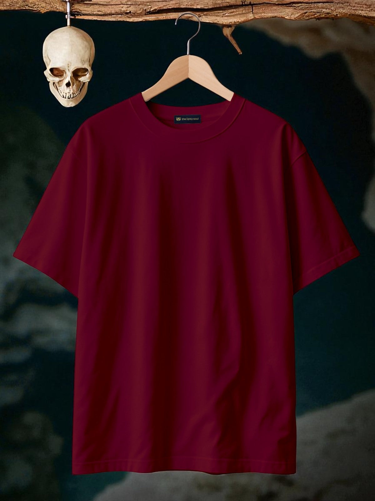 Skull bloom: Boxy Fit Graphic Tee Maroon