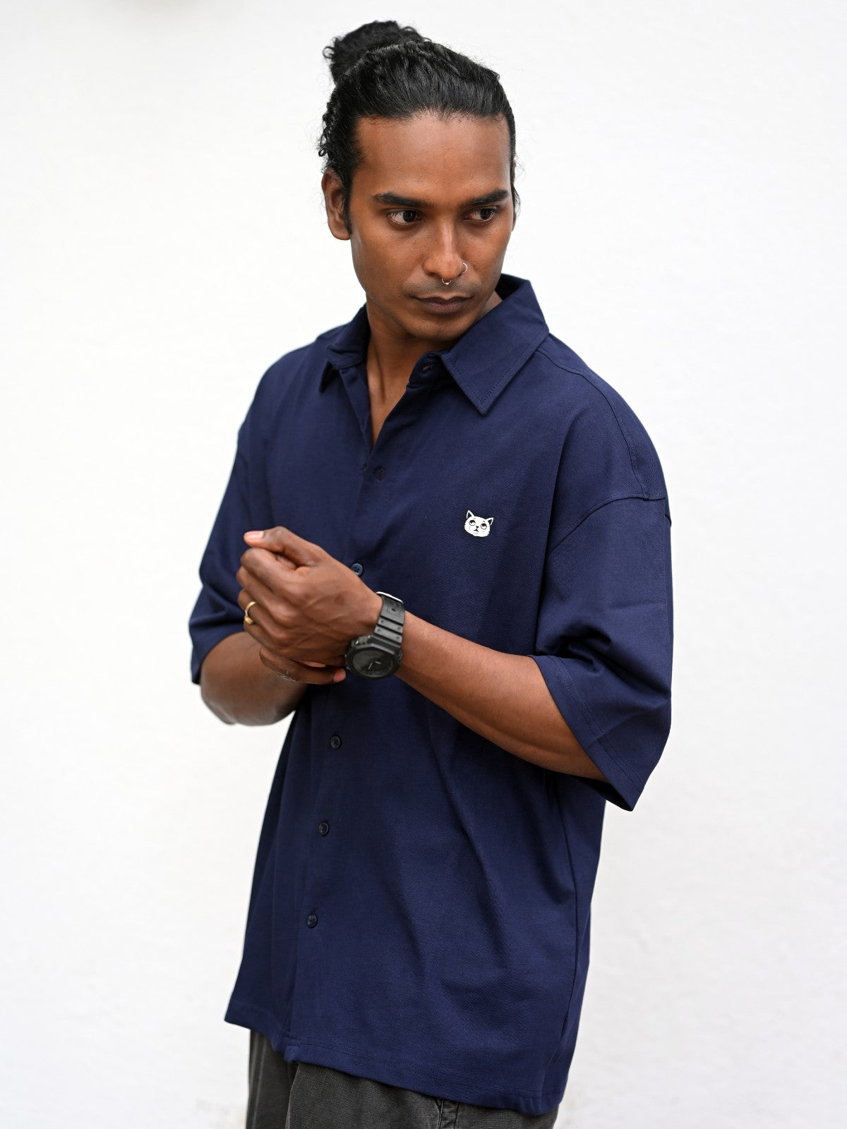Oversized Shirt: Navy Blue