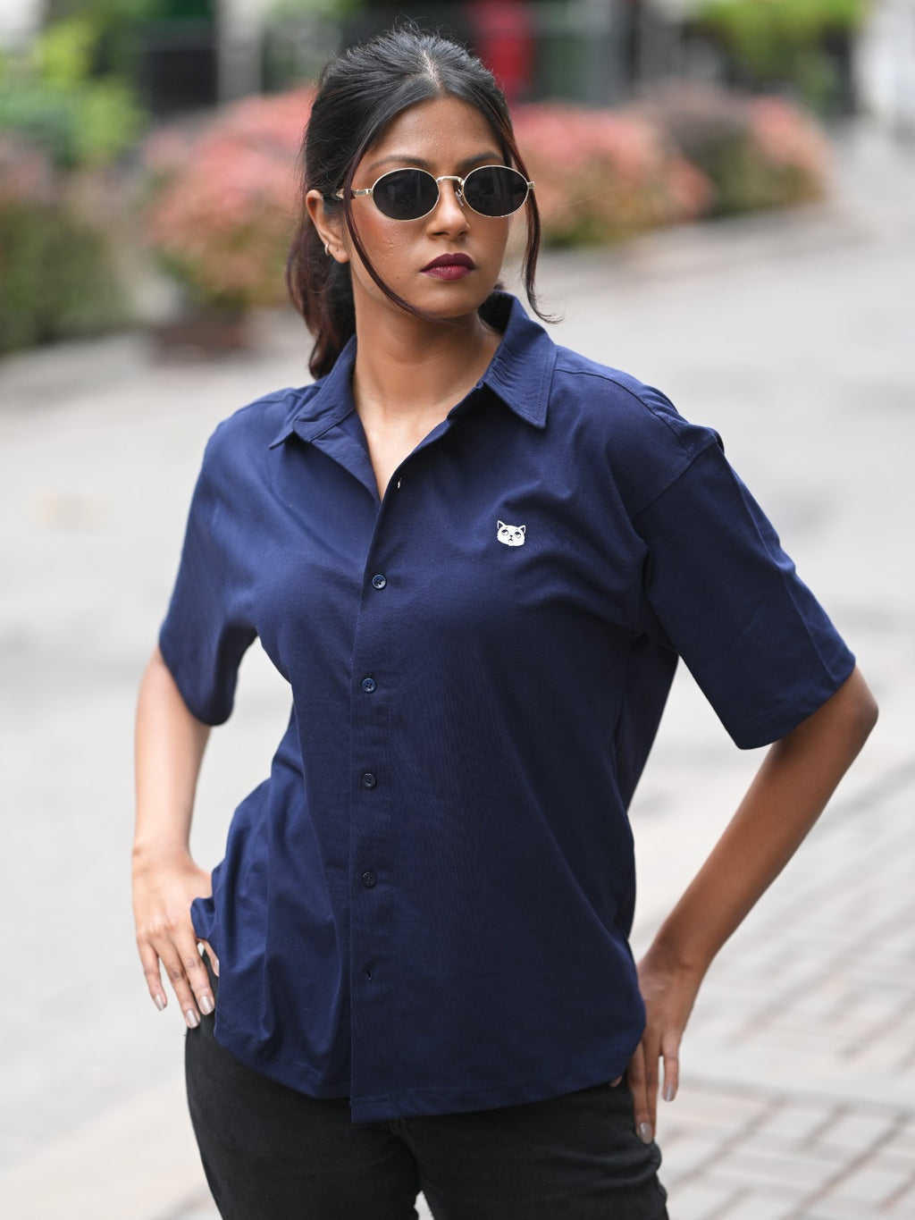Oversized Shirt: Navy Blue
