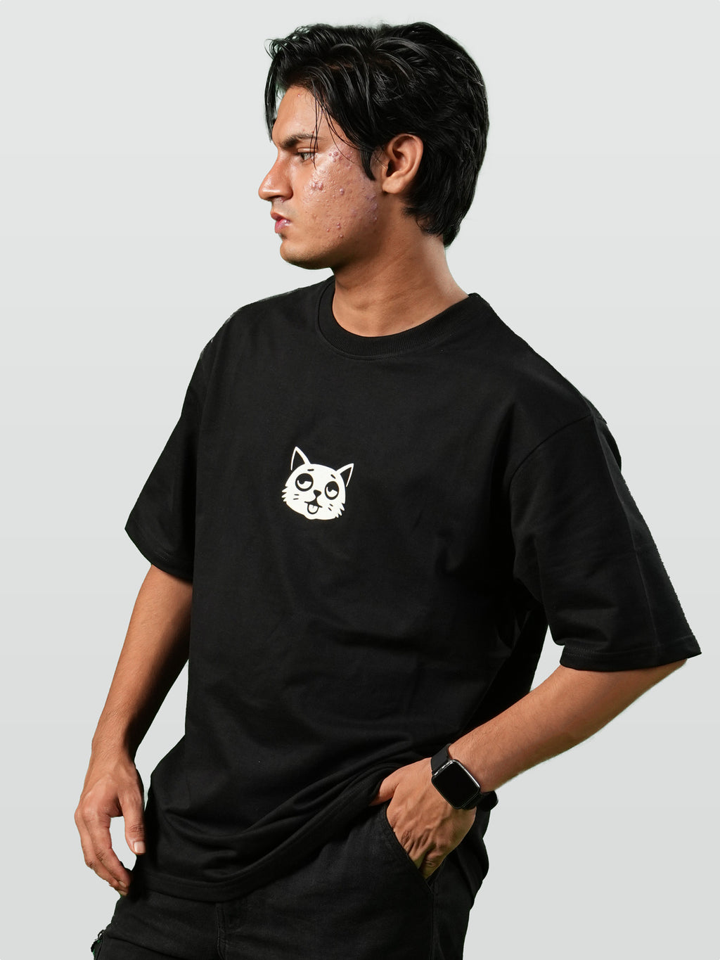 Premium Oversized Black Tee : Logo