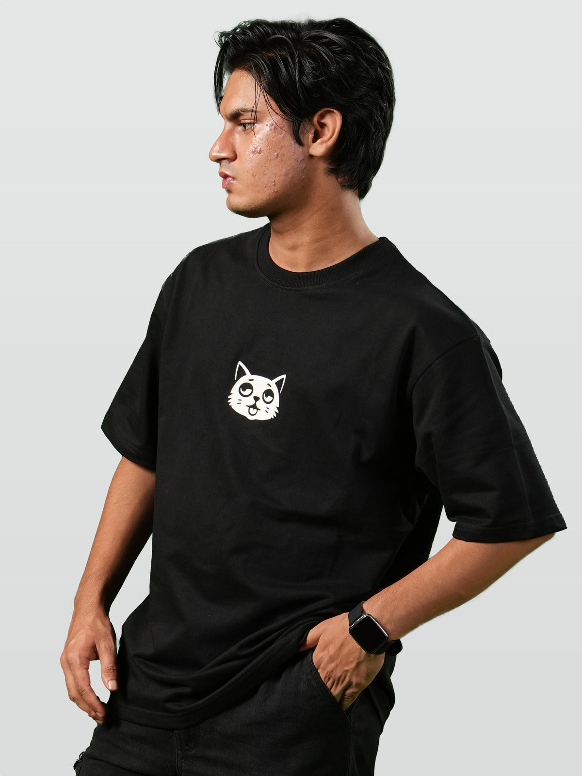 Premium Oversized Black Tee : Logo