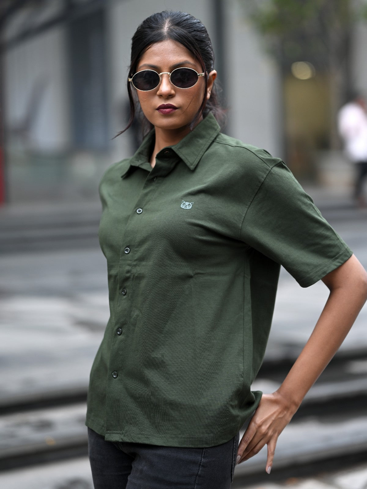 Oversized Shirt: Military Green