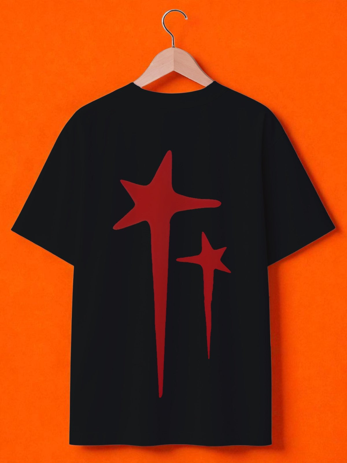 Red stars: Boxy Fit Graphic Tee black