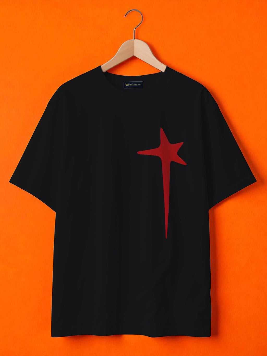 Red stars: Boxy Fit Graphic Tee black