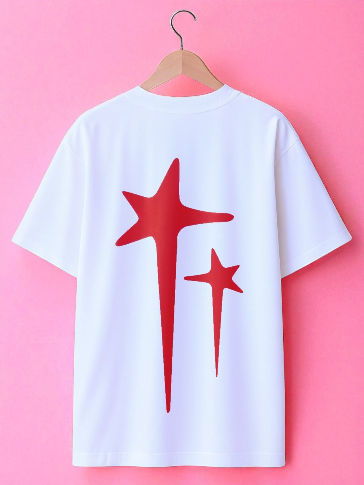 Red stars: Boxy Fit Graphic Tee white