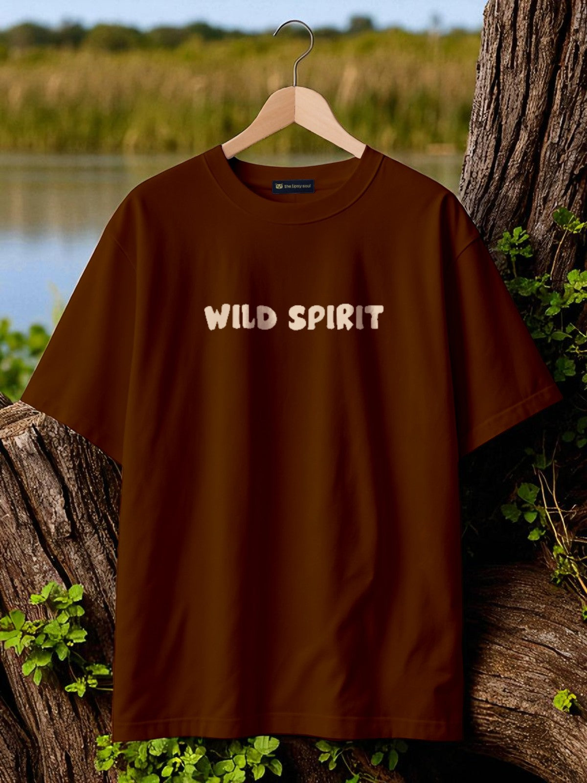 Wild Spirit: Boxy Fit Graphic Tee Brown